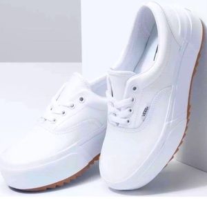 NWOT VANS Era Stacked Platform Leather White Shoes